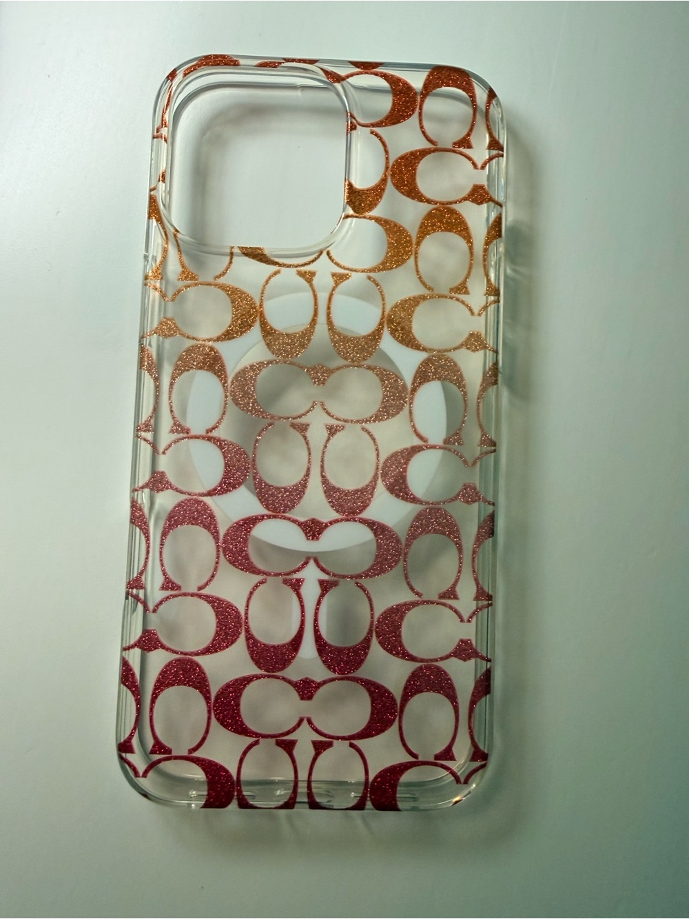 Coach Clear Glitter Logo Phone Case